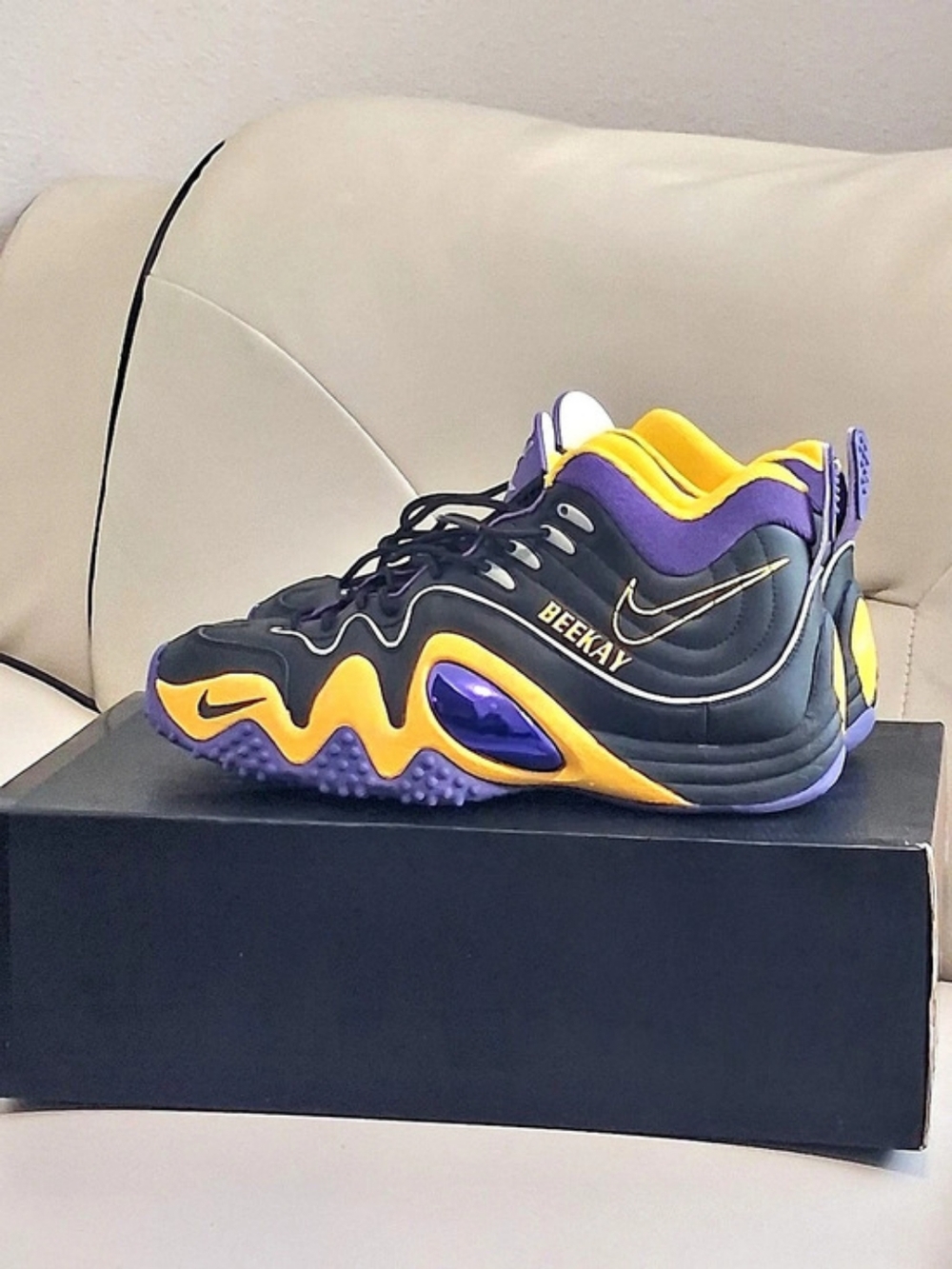 Nike Zoom Flight Five 5 Nike ID Vintage J-Kidd Size 12,Lakers Colorway